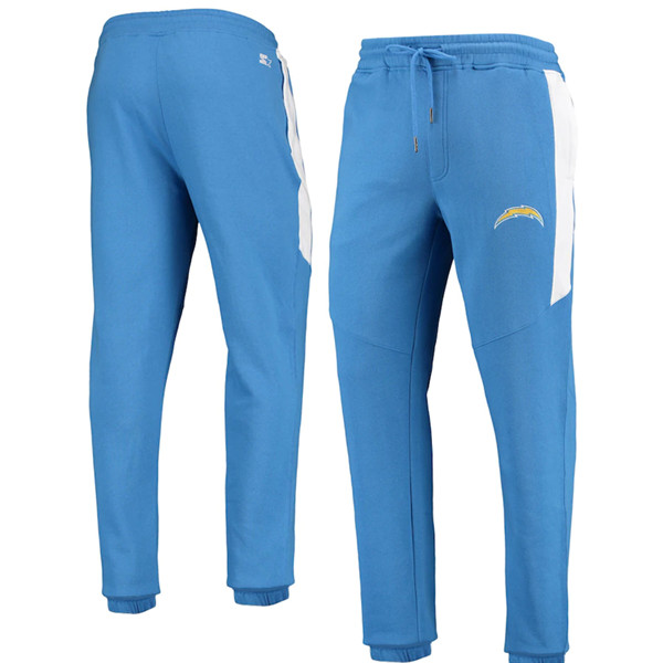 Men's Los Angeles Chargers Starter Royal /White Goal Post Fleece Pants Men's Los Angeles Chargers Starter Royal /White Goal Post Fleece Pants